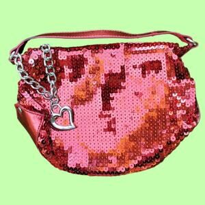 XOXO SEQUIN PURSE CHAIN HEARTS PROM FORMAL CLUB GOING OUT Y2K  DISCO